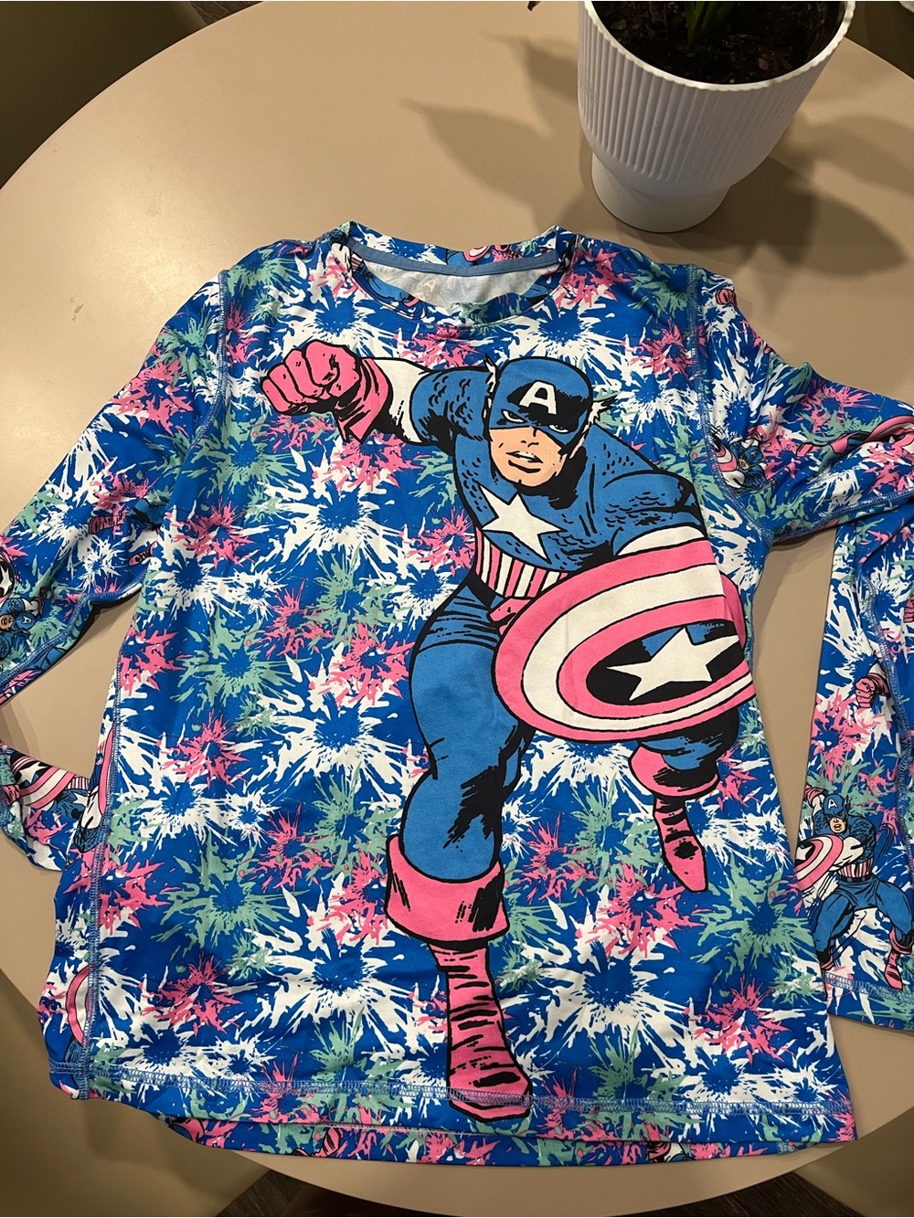 Marvel Captain America Graphic Shirt - Blue Pink